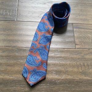NORDSTROM 100% Silk Paisley Print Brown and Blue